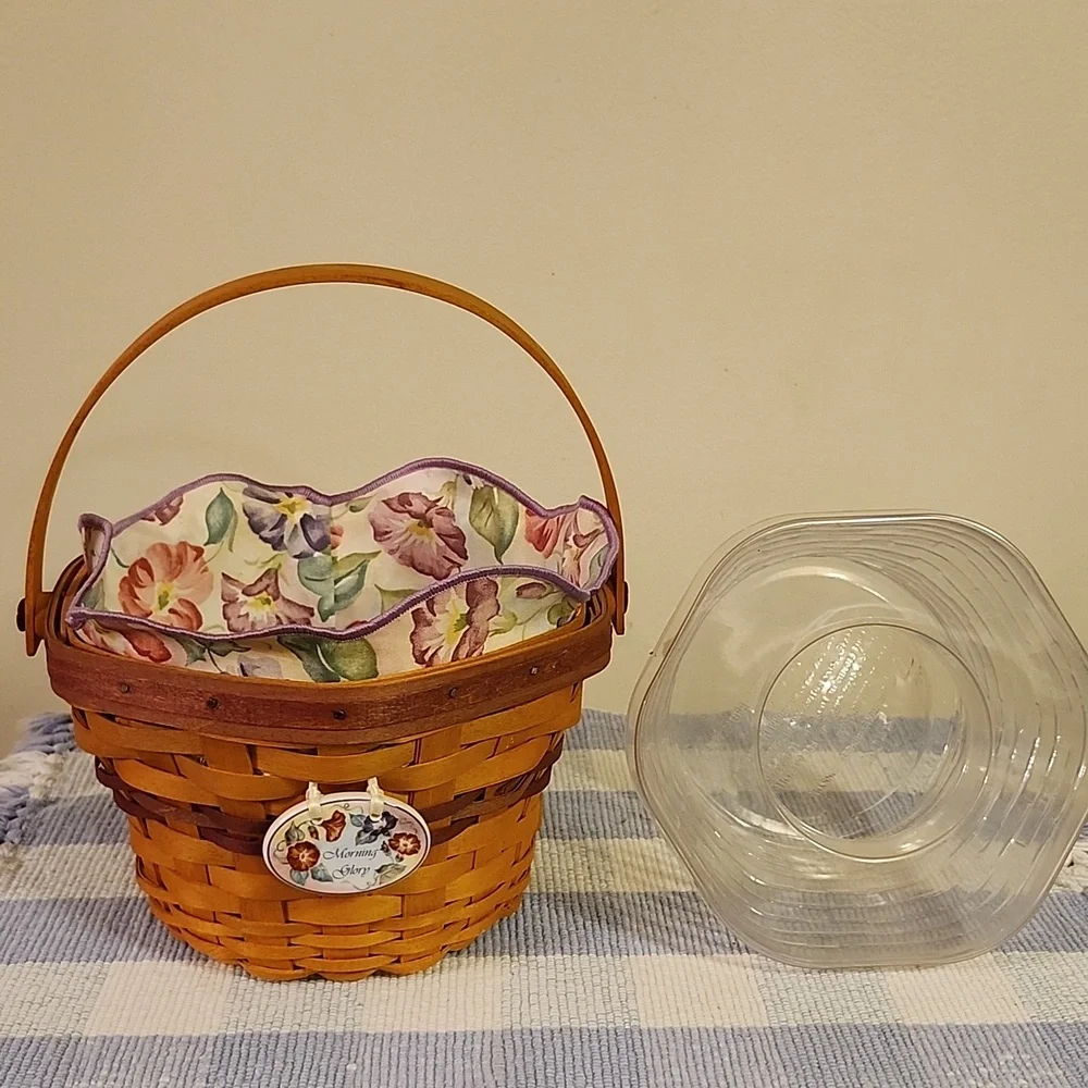 Longaberger May Series Morning Glory Basket with Floral Liner